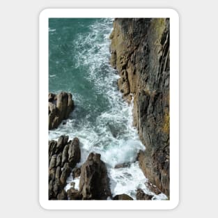 Wave breaks against the rocks - Mull of Galloway, Scotland Sticker